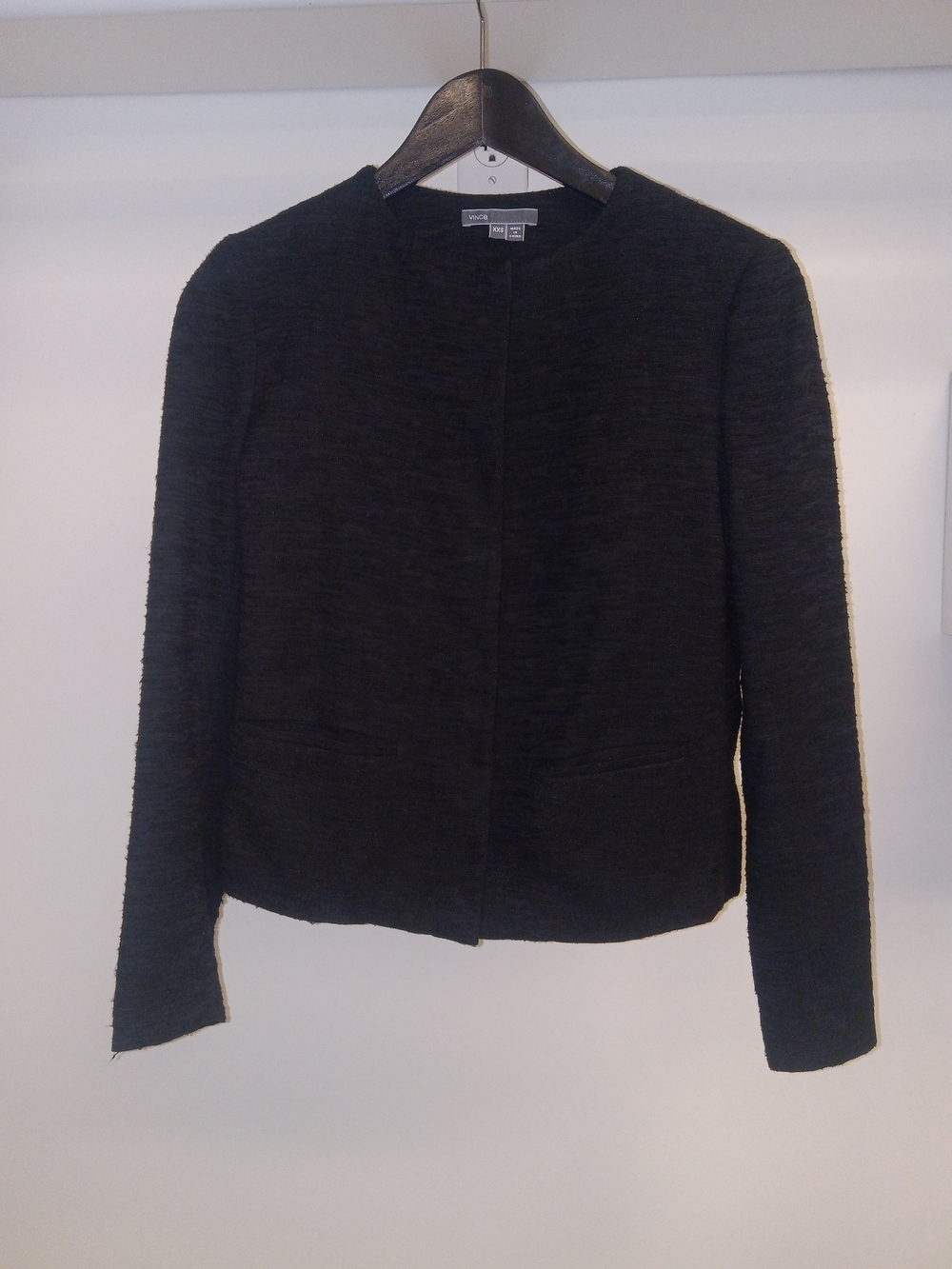 Vince Black Collarless Textured Blazer